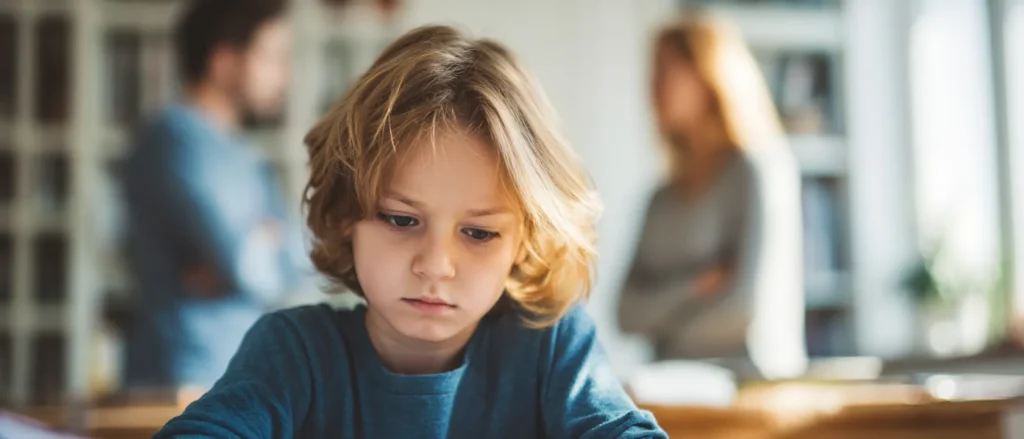 Separated parents discussing child arrangements with a family mediator